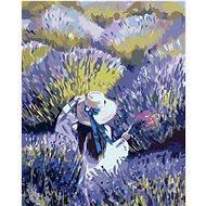 Diamondi - WOMAN IN THE MIDDLE OF A LEVANDULA FIELD, 40x50 cm, stretched canvas on frame - Diamond Painting