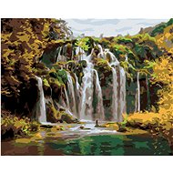 Diamondi - WATERFALL FOR AUTUMN, 40x50 cm, stretched canvas on frame - Diamond Painting