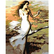 Diamondi - DANCING WOMAN IN WHITE, 40x50 cm, off canvas on frame - Diamond Painting