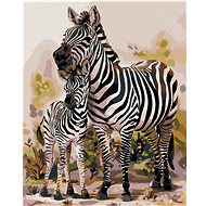 Diamondi - ZEBRA WITH A YOUNG CHILD, 40x50 cm, without frame and without canvas shut off - Diamond Painting