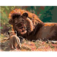 Diamondi - LION AND LIONS, 40x50 cm, off canvas on frame - Diamond Painting