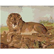 Diamondi - LION ON A SAVANNAH, 40x50 cm, without frame and without canvas shut off - Diamond Painting