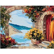 Diamondi - FLOWER BRANCH BY THE SEA, 40x50 cm, stretched canvas on frame - Diamond Painting