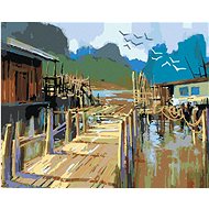 Diamondi - Fishermen's Cottages, 40x50 cm, stretched canvas on frame - Diamond Painting