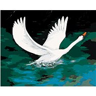 Diamondi - White Swan on a Black Lake, 40x50 cm, stretched canvas on frame - Diamond Painting