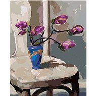 Diamondi - MAGNOLIA IN A VASE ON A CHAIR, 40x50 cm, off canvas on frame - Diamond Painting