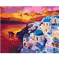 Diamondi - SUNSET ON SANTORINI, 40x50 cm, without frame and without canvas shut off - Diamond Painting