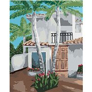 Diamondi - PALMS AT THE SUMMER HOUSE, 40x50 cm, without frame and without canvas shut off - Diamond Painting