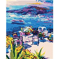 Diamondi - TERRACE ON SANTORINI, 40x50 cm, stretched canvas on frame - Diamond Painting