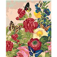 Diamondi - Butterflies and Wild Flowers, 40x50 cm, off canvas on frame - Diamond Painting