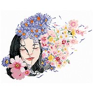 Diamondi - SCREENED WOMAN AND FLOWERS, 40x50 cm, without frame and without canvas shut off - Diamond Painting