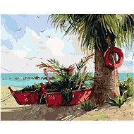 Diamondi - PALMA AND TWO BOARDS, 40x50 cm, without frame and without canvas shut off - Diamond Painting