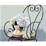 Diamondi - HORTENSION IN A VASE ON A CHAIR, 40x50 cm, off canvas on frame - Diamond Painting