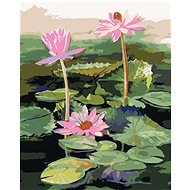 Diamondi - THREE PINK LINES ON A LAKE, 40x50 cm, stretched canvas on frame - Diamond Painting