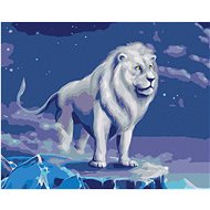 Diamondi - WHITE LION WITH CLEAR BLUE SKY, 40x50 cm, stretched canvas on frame - Diamond Painting