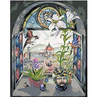 Diamondi - WINDOW WITH A VIEW OF SANTA MARIA CATHEDRAL, 40x50 cm, without frame and without canvas s - Diamond Painting