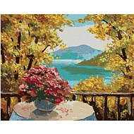 Diamondi - MOUNTAIN LAKE AND AUTUMN FOREST, 40x50 cm, stretched canvas on frame - Diamond Painting