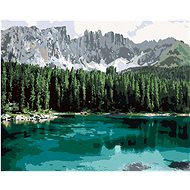Diamondi - LAKE WITH MOUNTAINS AND FOREST, 40x50 cm, without frame and without canvas shut off - Diamond Painting