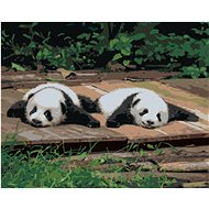 Diamondi - Diamond painting - PANDA LYING ON WOOD, 40x50 cm, Off canvas on frame - Diamond Painting