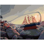 Diamondi - A BOAT IN A BED BY THE SEA, 40x50 cm, off canvas on frame - Diamond Painting