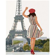 Diamondi - Diamond painting - WOMAN AT EIFFEL'S TOWER, 40x50 cm, Off canvas on frame - Diamond Painting