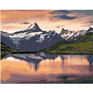 Diamondi - SUNRISE ON BACHALPSEE LAKE, 40x50 cm, stretched canvas on frame - Diamond Painting