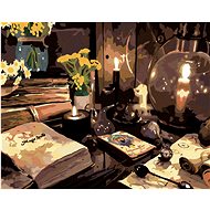 Diamondi - A MAGICAL BOOK AND CANDLES, 40x50 cm, without frame and without canvas shut off - Diamond Painting