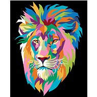 Diamondi - colourFUL LION ON BLACK BACKGROUND, 40x50 cm, off canvas on frame - Diamond Painting