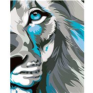 Diamondi - BLUE-GRAY LION, 40x50 cm, without frame and without canvas shut off - Diamond Painting