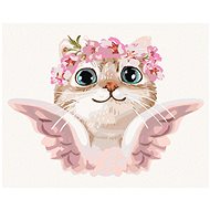 Diamondi - CAT ANGEL WITH FLOWERS, 40x50 cm, off canvas on frame - Diamond Painting