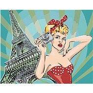 Diamondi - WOMAN AT EIFFEL'S TOWER POP ART, 40x50 cm, off canvas on frame - Diamond Painting