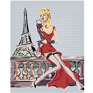 Diamondi - EIFFEL'S TOWER AND A WOMAN WITH A GLASS, 40x50 cm, off canvas on frame - Diamond Painting