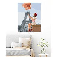 Diamondi - EIFFEL'S TOWER AND WOMAN WITH RED BALLOONS, 40x50 cm, without frame and without canvas sh - Diamond Painting