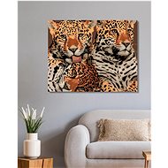 Diamondi - MOTHER JAGUAR AND TWO BABIES, 40x50 cm, stretched canvas on frame - Diamond Painting
