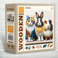 WOODEN CITY Wooden Puzzle - Cat, Rabbit and Guinea Pig 250 pieces - Jigsaw Puzzle