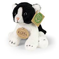 Rappa Black & White Plush Cat, Sitting, 14cm - Soft Toy