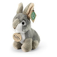 Rappa Grey Sitting Plush Rabbit, 16 cm, Eco-Friendly - Soft Toy