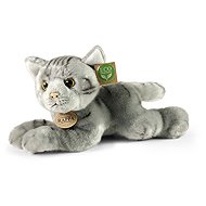 RAPPA Plush cat grey lying 30 cm, Eco-Friendly - Soft Toy