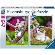 RAVENSBURGER Puzzle Kittens in the countryside 2 × 500 pieces - Jigsaw Puzzle