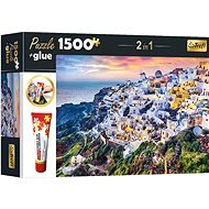 Trefl Sada 2v1 puzzle Nádherný ostrov Santorini, Řecko 1 500 dílků s lepidlem - Puzzle