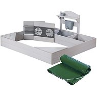 Roba Sandpit with Kitchen including Cover, Grey - Sandpit