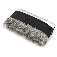 HappyBee Trinity SHINE Silver, grey fur coat - Stroller Hand Muff