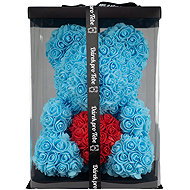 Big Classic Teddy Bear, 40 cm, blue with red heart - Rose Bear