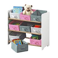 Kesper Dětský úložný regál s 9 látkovými boxy, bílý, 65x30x60cm - Shelving Unit