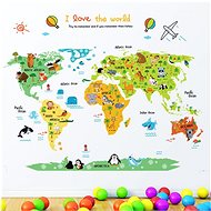 Self-adhesive children's world map with animals - Self-Adhesive Decoration