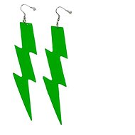 Neon lightning retro party earrings - 80s - disco - green - Party Accessories