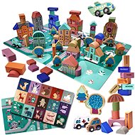 KIK Wooden blocks with mat city 133 pcs - Wooden Blocks