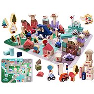 KIK Wooden blocks with mat city 115 pcs - Wooden Blocks