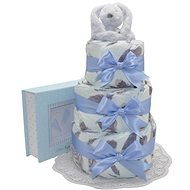 Three-tier Happy Fingerprint Diaper Cake - Blue - Nappy cake
