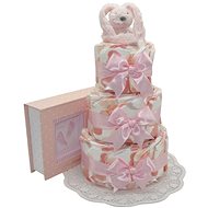 Three-tier Happy Fingerprint Diaper Cake - Pink - Nappy cake
